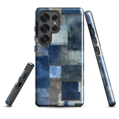 'Indigo Patchwork' Samsung Galaxy S25 Ultra tough phone case - protective glossy case NZ Australia