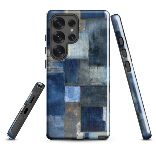 Indigo patchwork phone case | Textured blue design NZ