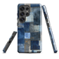 Indigo patchwork phone case | Textured blue design NZ