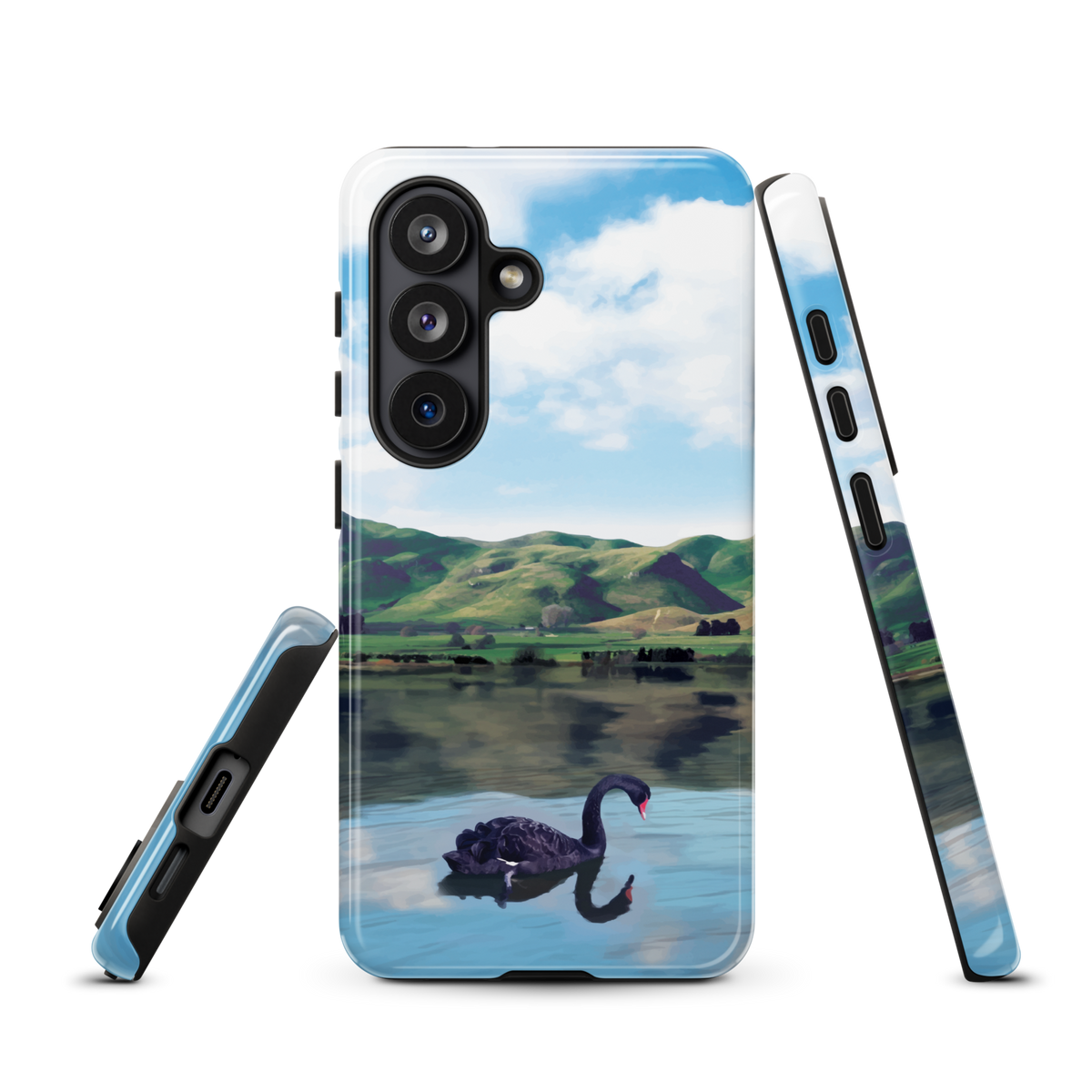 'Black Swan' Samsung Galaxy S26 tough phone case - protective glossy case NZ Australia