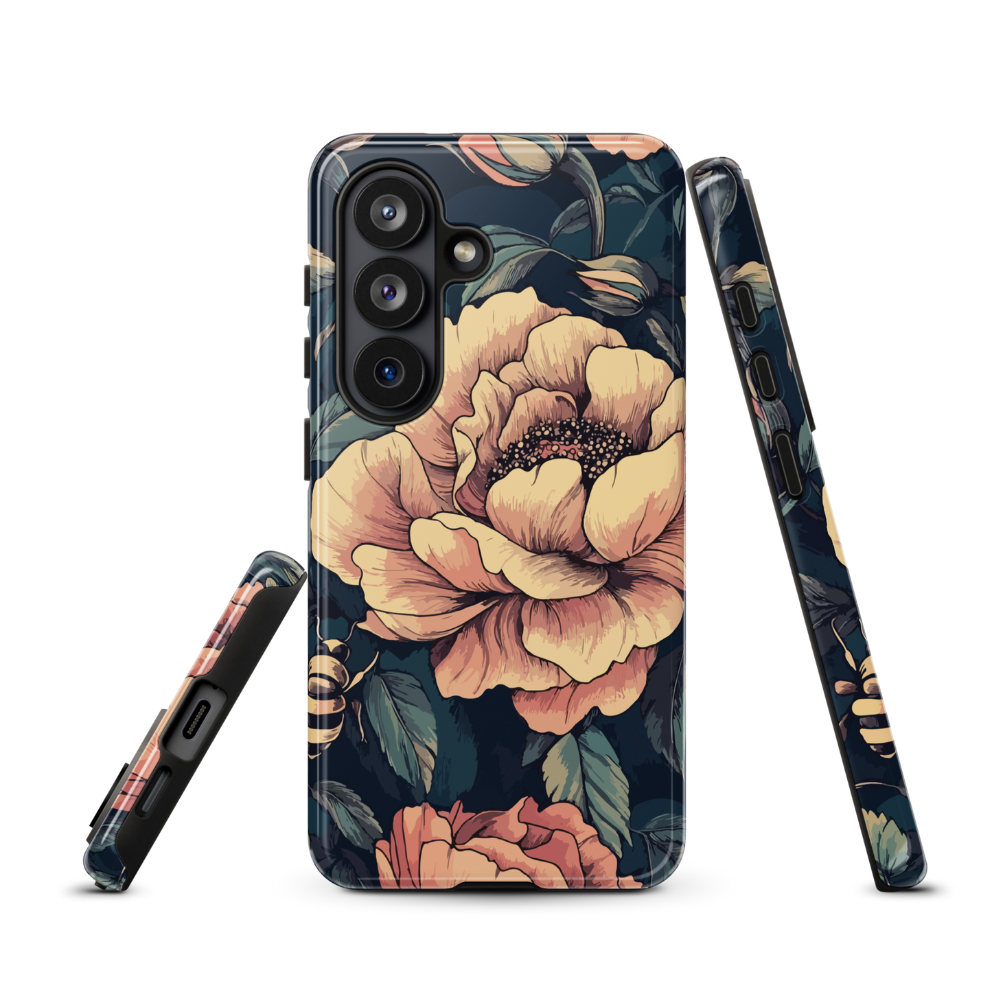 'Vintage Pink Roses' Samsung Galaxy S26 tough phone case - protective glossy case NZ Australia