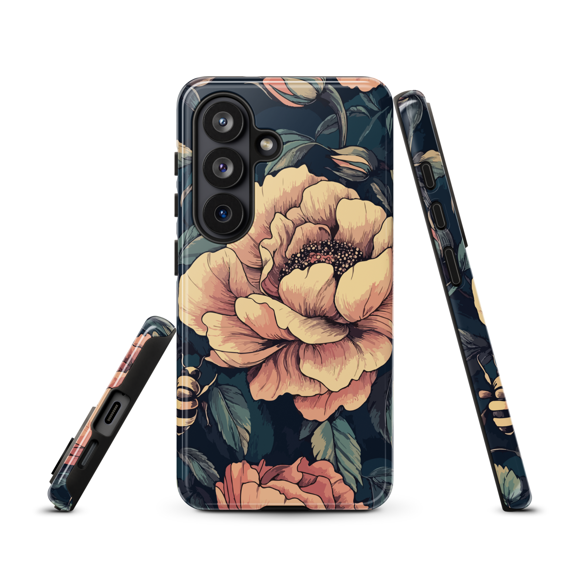 'Vintage Pink Roses' Samsung Galaxy S26 tough phone case - protective glossy case NZ Australia