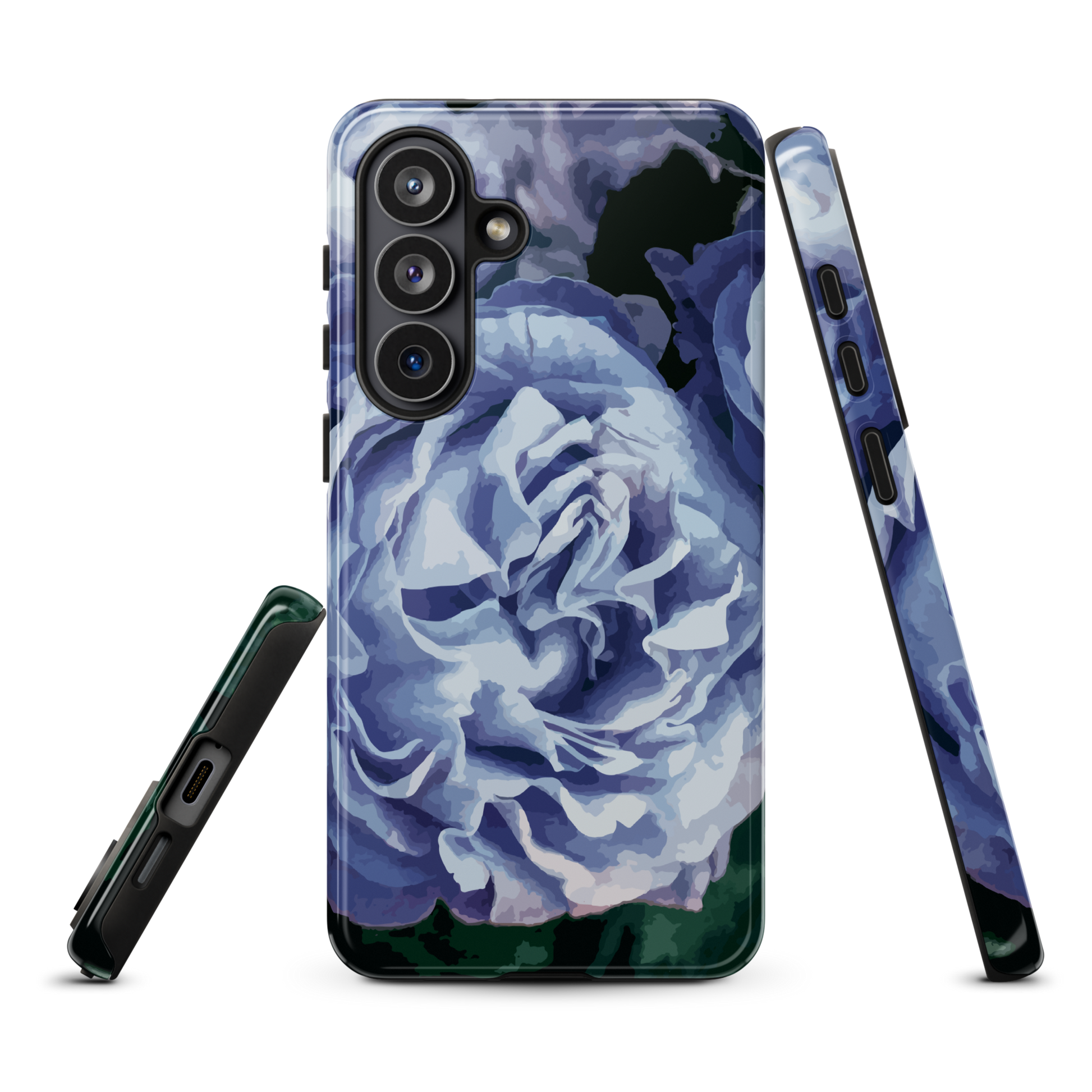 'Blue Rose' Samsung Galaxy S26 Plus tough phone case - protective glossy case NZ Australia