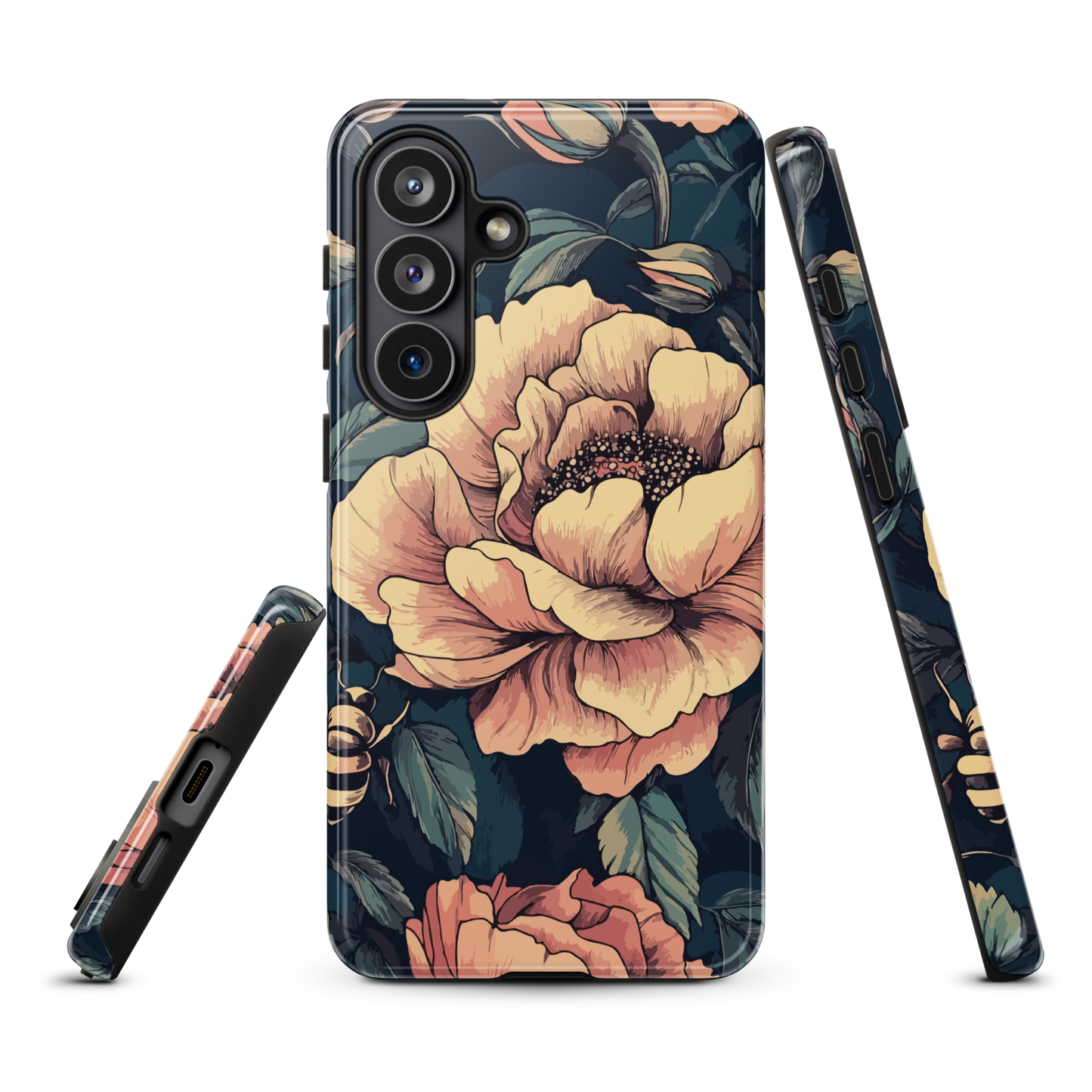 'Vintage Pink Roses' Samsung Galaxy S26 Plus tough phone case - protective glossy case NZ Australia