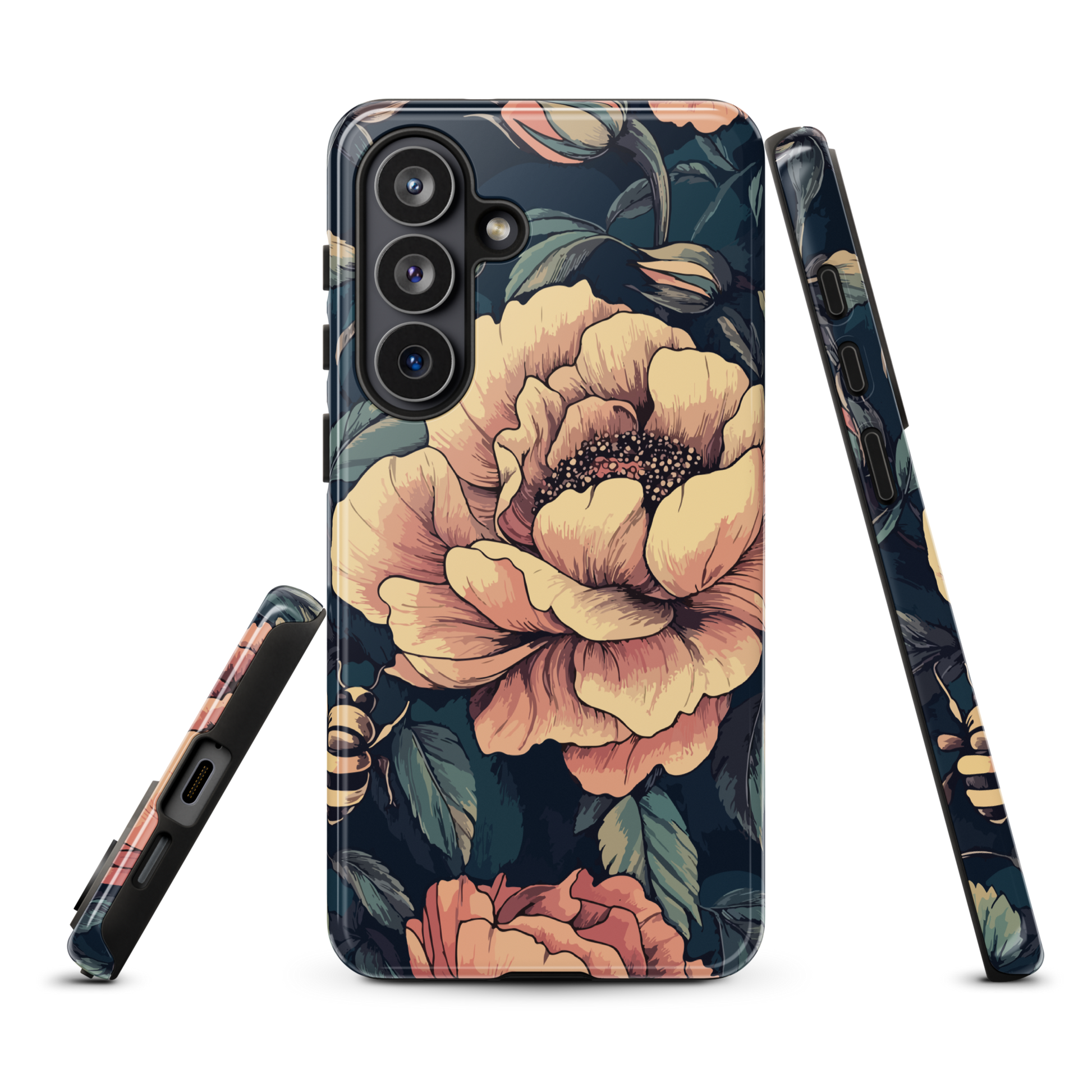 'Vintage Pink Roses' Samsung Galaxy S26 Plus tough phone case - protective glossy case NZ Australia