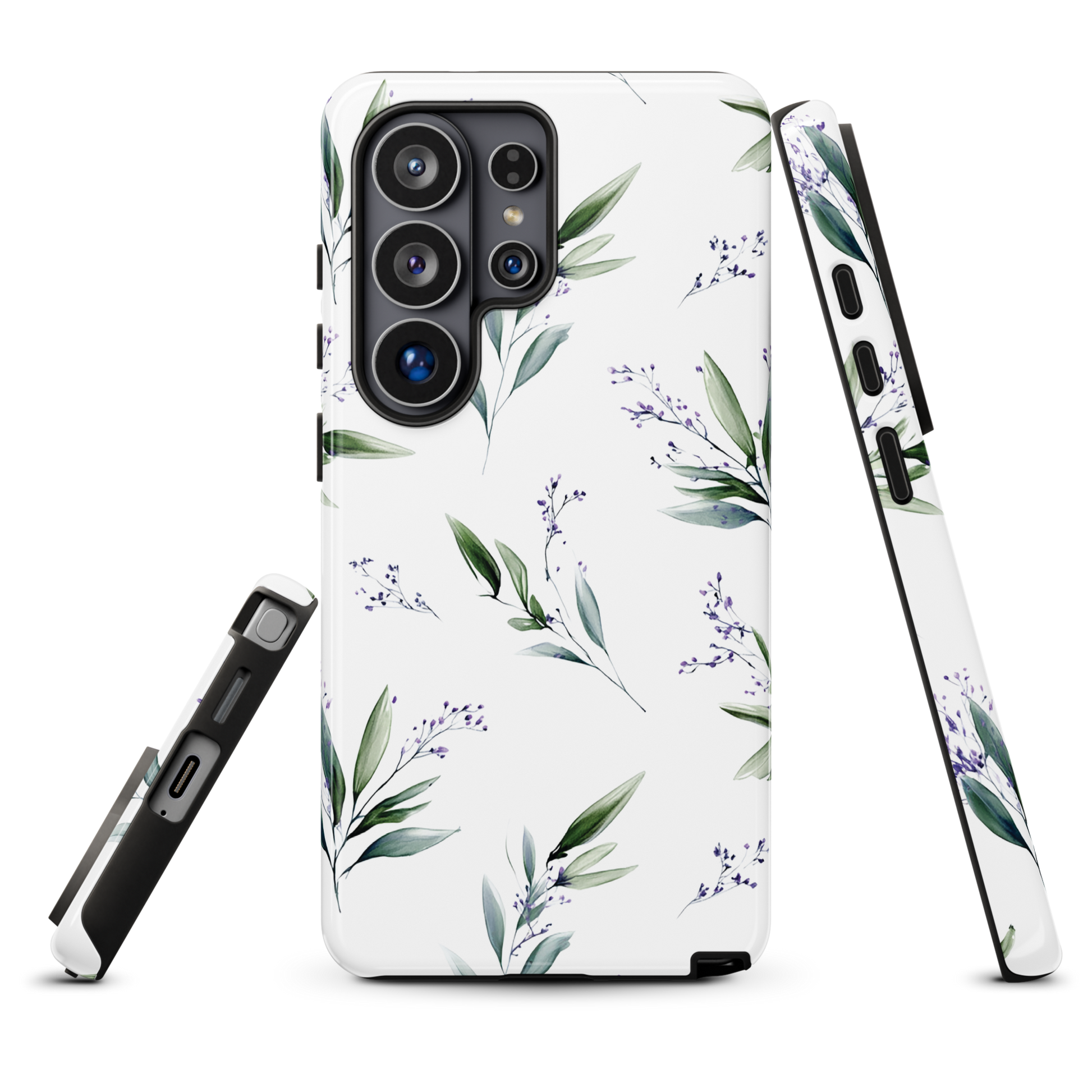 'Botanical Sprigs' Samsung Galaxy S26 Ultra tough phone case - protective glossy case NZ Australia