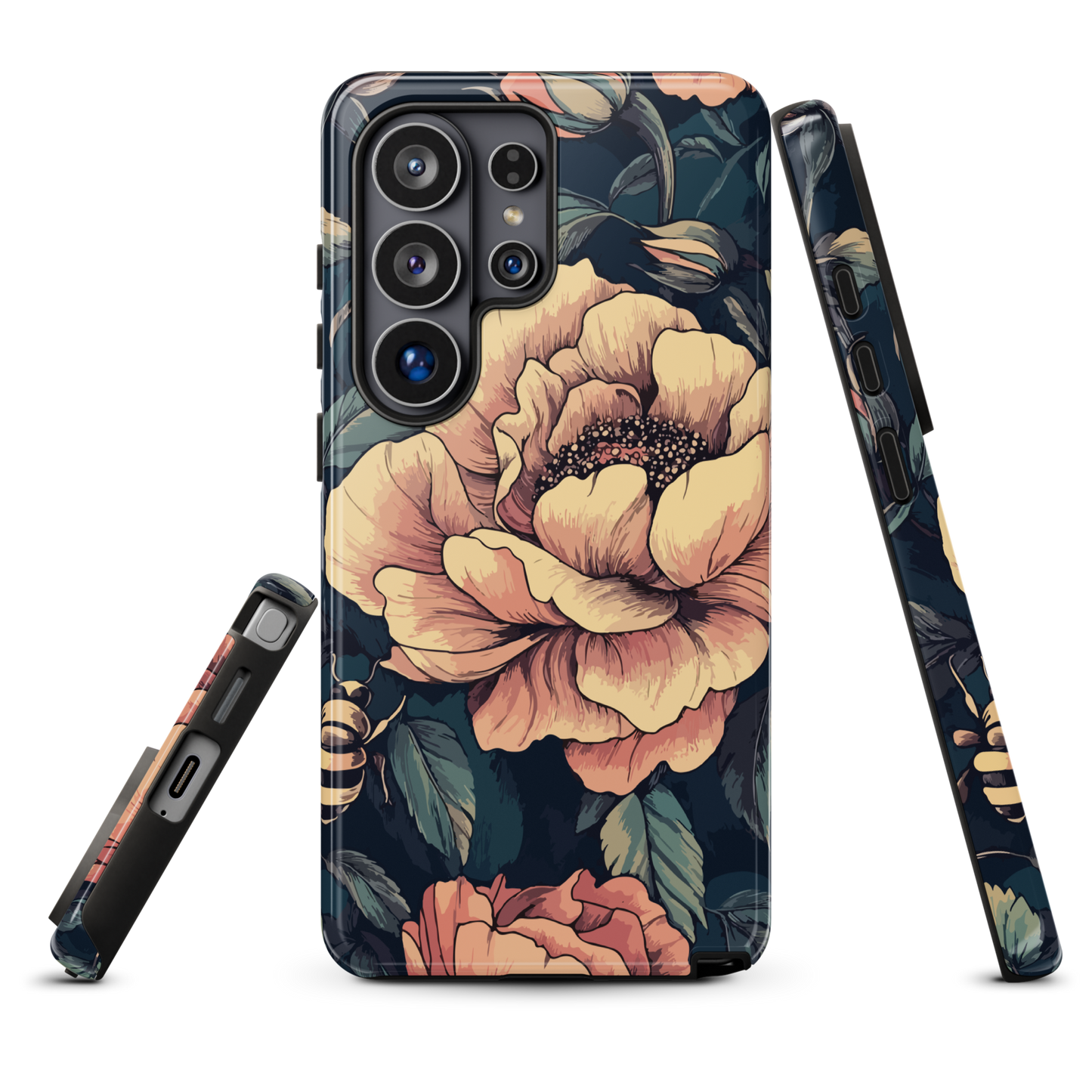 'Vintage Pink Roses' Samsung Galaxy S26 Ultra tough phone case - protective glossy case NZ Australia